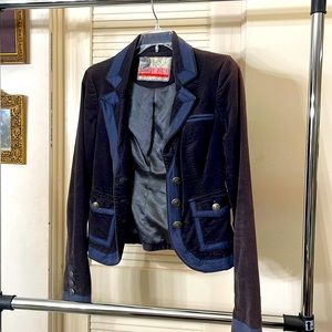 Free People Womens Blue Velvet Blazer (barely worn)